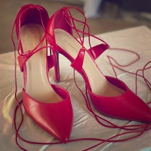 Le Chateau Sexy Red High Heels Ankle Wrap